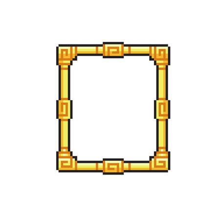 golden frame in pixel art styleのイラスト素材