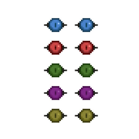 evil eye collection set in pixel art styleのイラスト素材