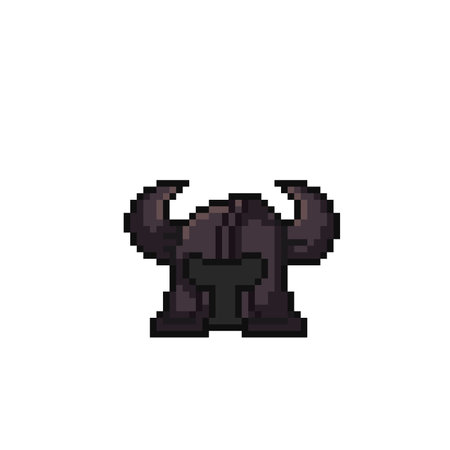 black horned helm in pixel art styleのイラスト素材