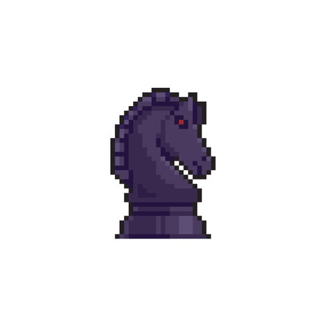 black horse chess piece in pixel art styleのイラスト素材