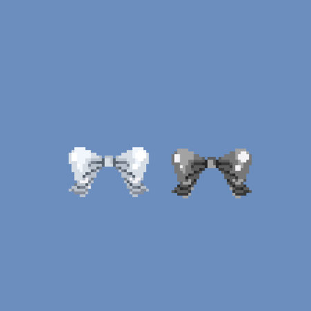 black and white ribbon in pixel art styleのイラスト素材