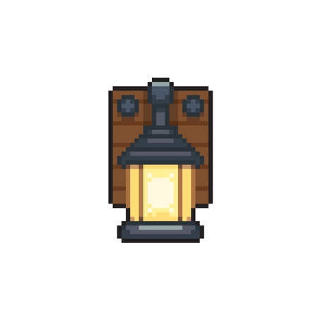 lamp wall in pixel art styleのイラスト素材