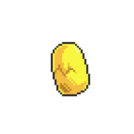 golden cracked egg in pixel art styleのイラスト素材
