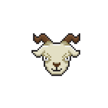 white goat head in pixel art styleのイラスト素材