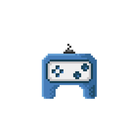 blue stick controller in pixel art styleのイラスト素材