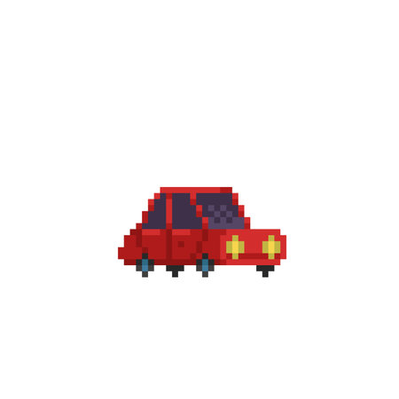 red car in pixel art styleのイラスト素材