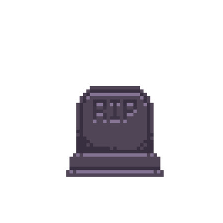 tombstone in pixel art styleのイラスト素材