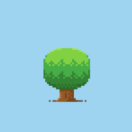 cute tree in pixel art styleのイラスト素材