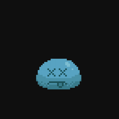 dead face blue slime in pixel art styleのイラスト素材