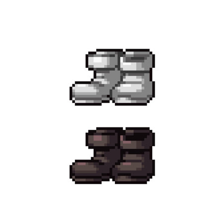 white and black boot in pixel art styleのイラスト素材
