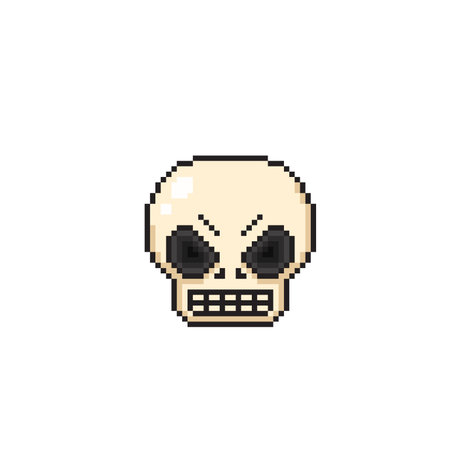 skull head in pixel art styleのイラスト素材