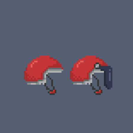 bike helmet with different accessories in pixel art styleのイラスト素材