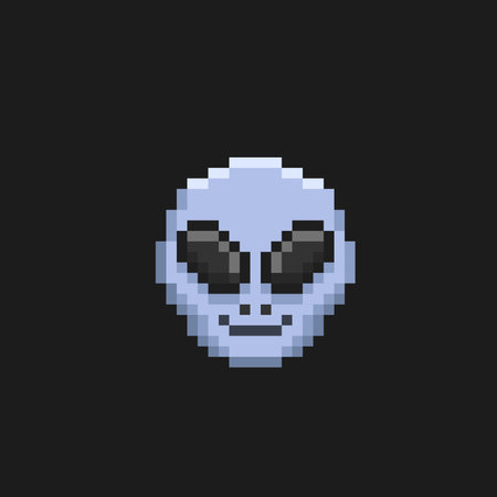 alien head in pixel art styleのイラスト素材