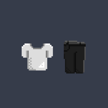 white shirt and black pants in pixel art styleのイラスト素材