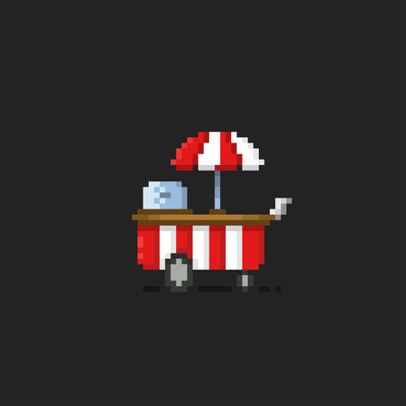 hotdog cart in pixel art styleのイラスト素材