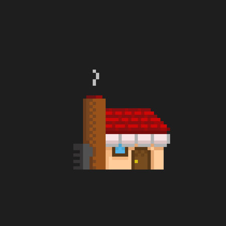hot spring house in pixel art styleのイラスト素材