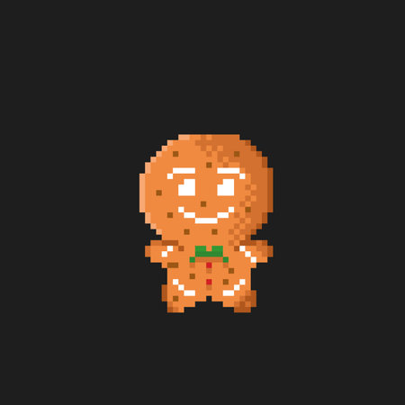gingerbread cookie in pixel art styleのイラスト素材