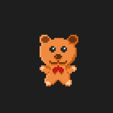 bear doll in pixel art styleのイラスト素材