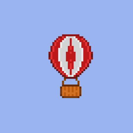 air balloon in pixe art styleのイラスト素材