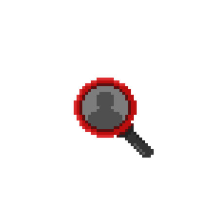 magnifier glass with person silhouette in pixel art styleのイラスト素材