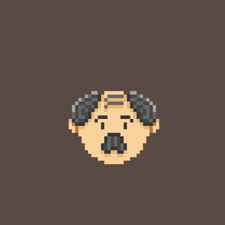 old man head in pixel art styleのイラスト素材