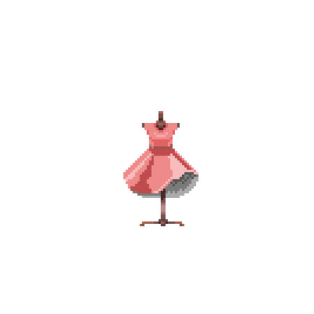 red dress display in pixel art styleのイラスト素材