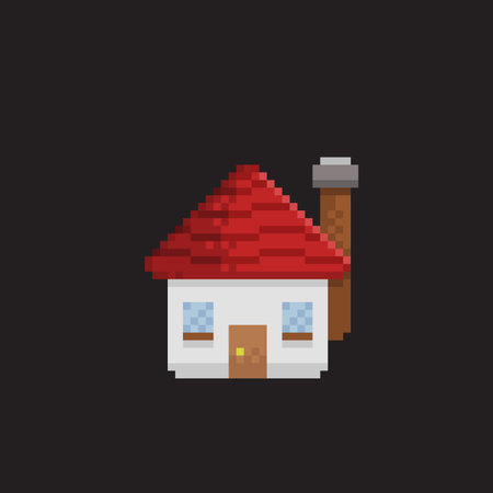 simple house building in pixel art styleのイラスト素材