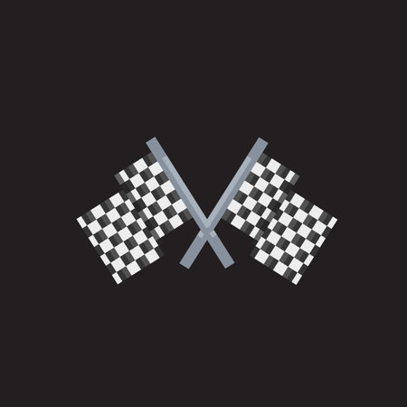crossed race flag in pixel art styleのイラスト素材