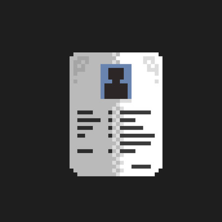 personal biodata paper in pixel art styleのイラスト素材