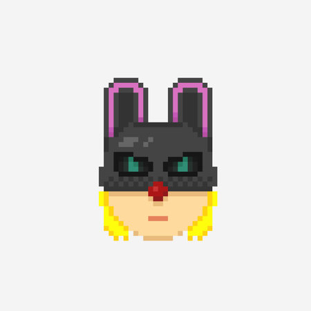 black bunny mask in pixel art styleのイラスト素材