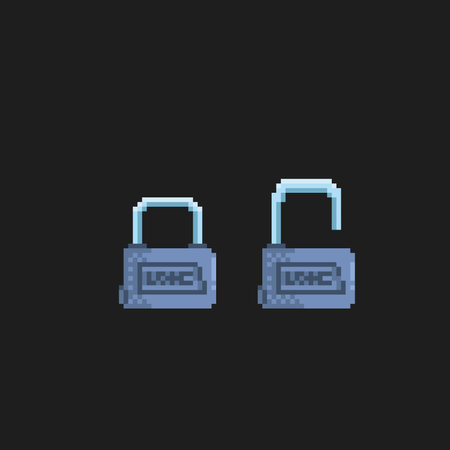 lock and unlock padlock in pixel art style