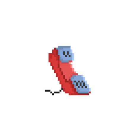 red telephone in pixel art styleのイラスト素材