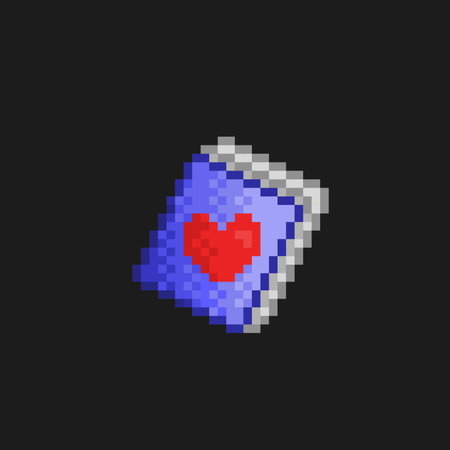 a book with love sign in pixel art styleのイラスト素材