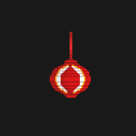 chinesee lantern in pixel art styleのイラスト素材