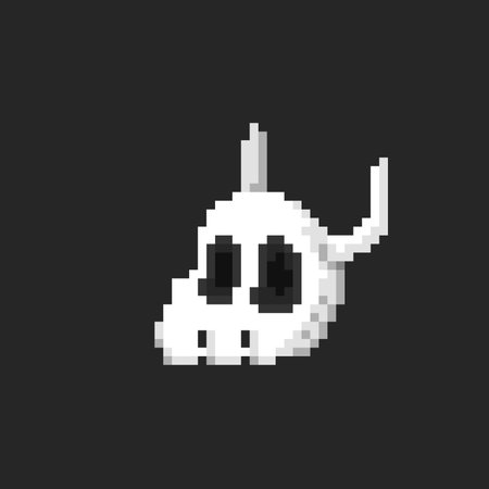 skull head in pixel art styleのイラスト素材
