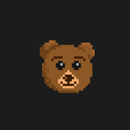 bear head in pixel art styleのイラスト素材