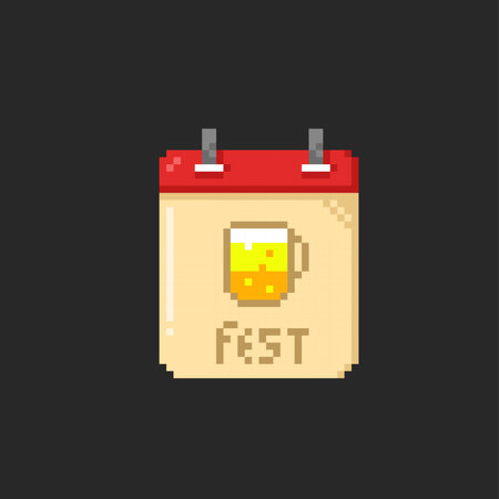 octoberfest sign in calendar with pixel art styleのイラスト素材