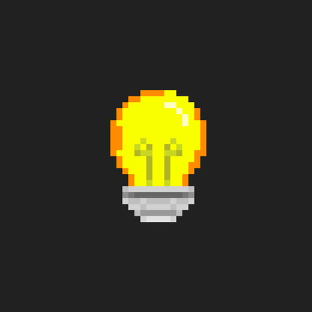 yellow bulb in pixel art styleのイラスト素材