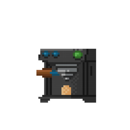 coffee machine in pixel art styleのイラスト素材