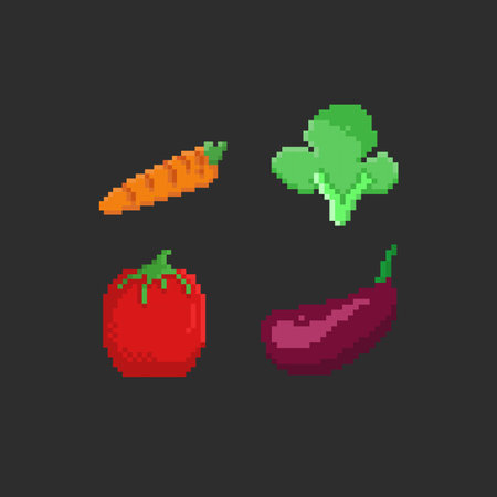 vegetable collection in pixel art styleのイラスト素材