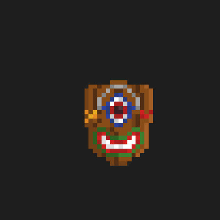 wooden mask in pixel art styleのイラスト素材