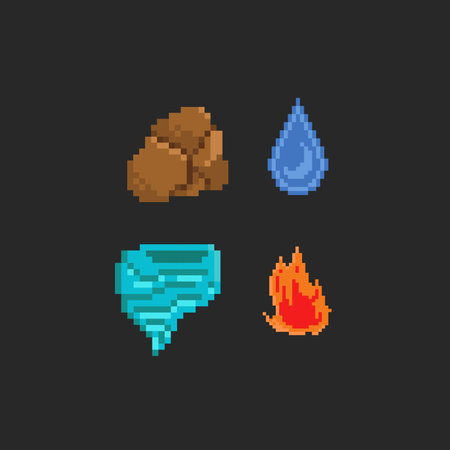 four element sign in pixel art styleのイラスト素材