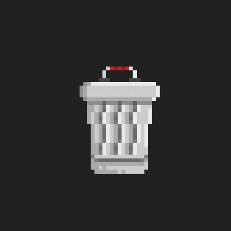 trash can in pixel art styleのイラスト素材