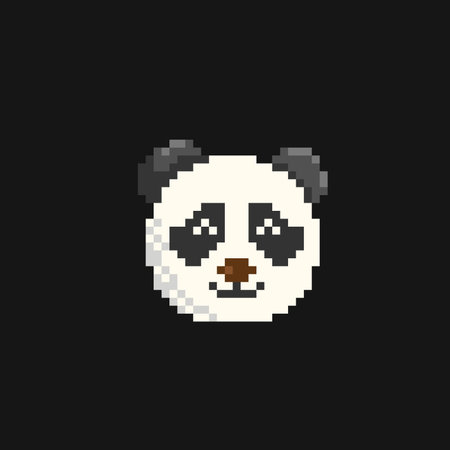 panda head in pixel art styleのイラスト素材