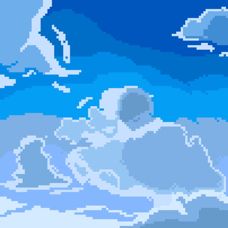 sky view in pixel art styleのイラスト素材