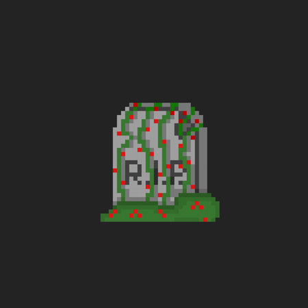 tombstone in pixel art styleのイラスト素材