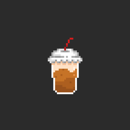 chocolate drink in pixel art styleのイラスト素材