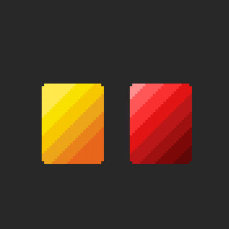 red and yellow card in pixel art styleのイラスト素材