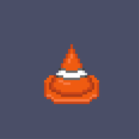 street cone in pixel art styleのイラスト素材