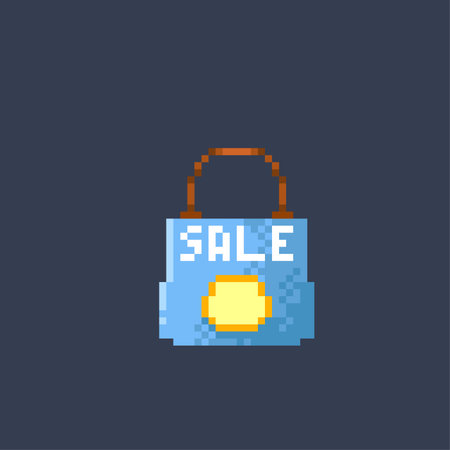 shopping bag in pixel art styleのイラスト素材